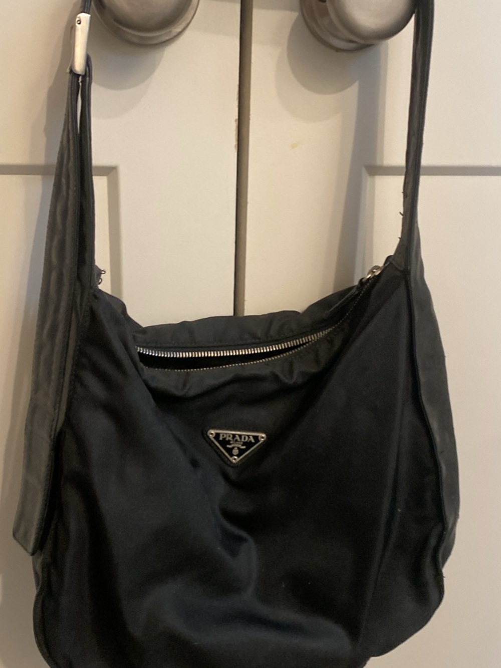 Prada Black Nylon Messenger Bag with Leather Trim - Picture 2 of 6